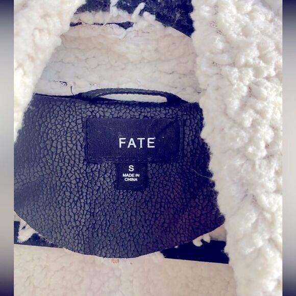 Fate Faux Leather Sherpa-Lined Toggle Open Jacket Size S - Picture 4 of 6